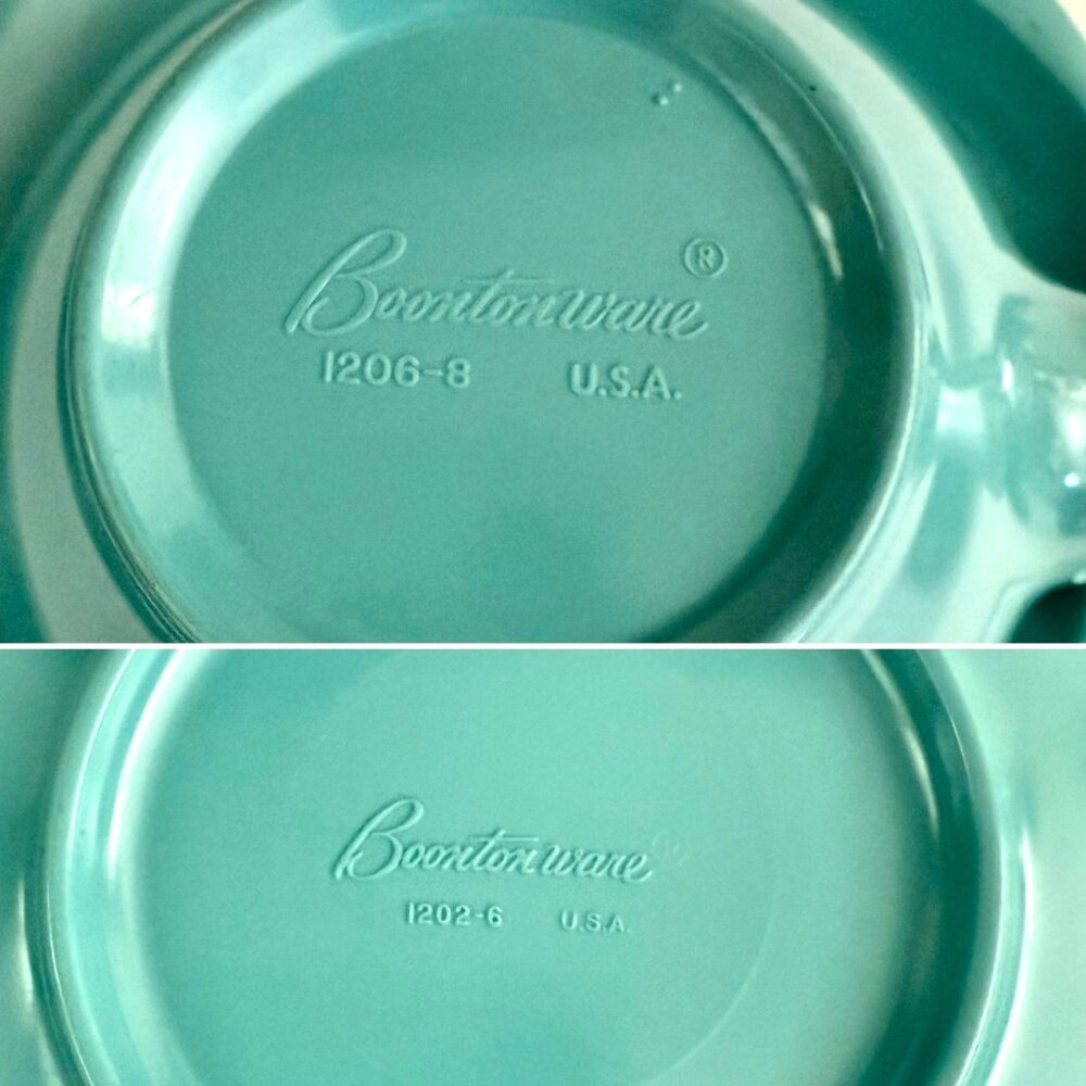 Vintage Boontonware Teal Tea Cup and Saucer Set Mid Century Modern Melamine USA - Picture 4 of 13